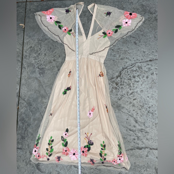 zara Floral Embroidered mesh beaded Dress - Picture 10 of 14